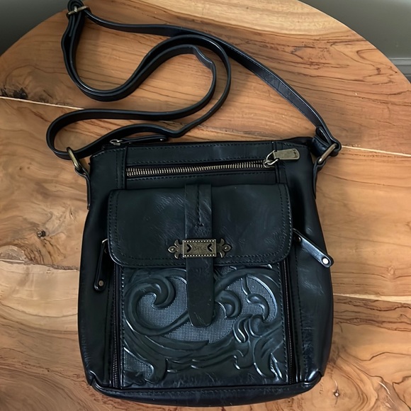 b.o.c Tooled Leather Crossbody Bag Purse - Picture 1 of 4